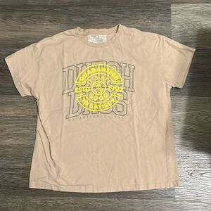 Dutch Bros Tan “It’s All Good” “Guaranteed To Satisfy” Short Sleeve Tee T-shirt